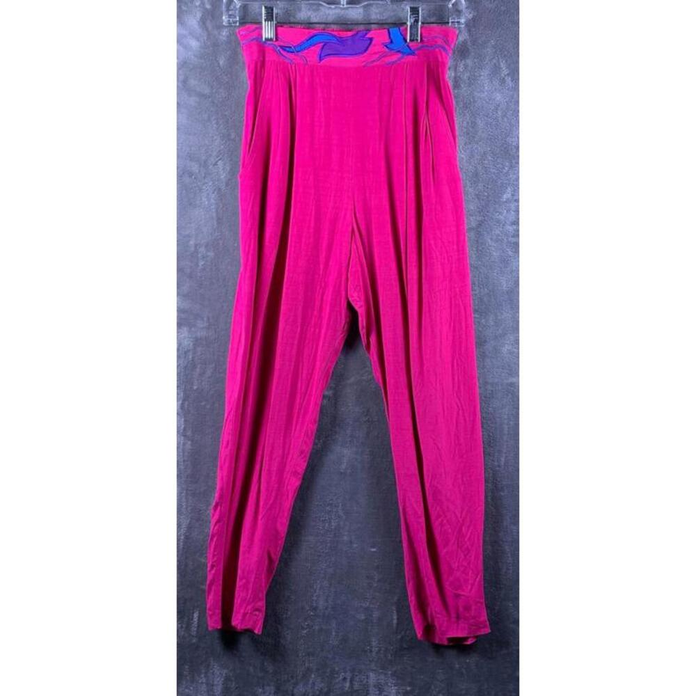VTG PS IllUSTRATIONS Women's Casual Pink H/W Pants w/ Patterned Waistband (722)